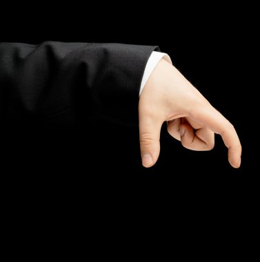 Erkek elinde beyaz izole iş kıyafeti