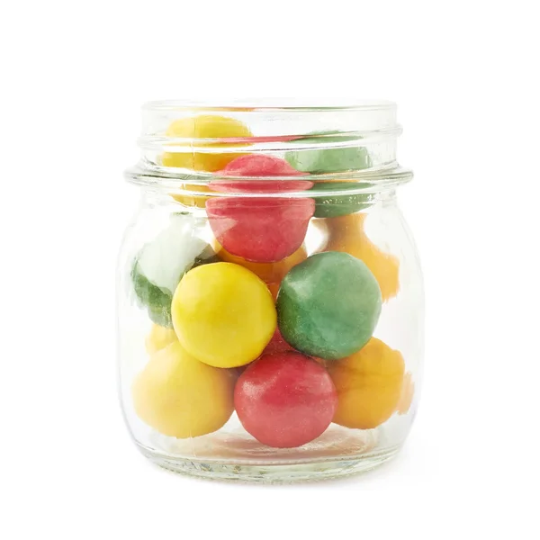 Multiple chewing gum balls in a jar — Stock Photo, Image