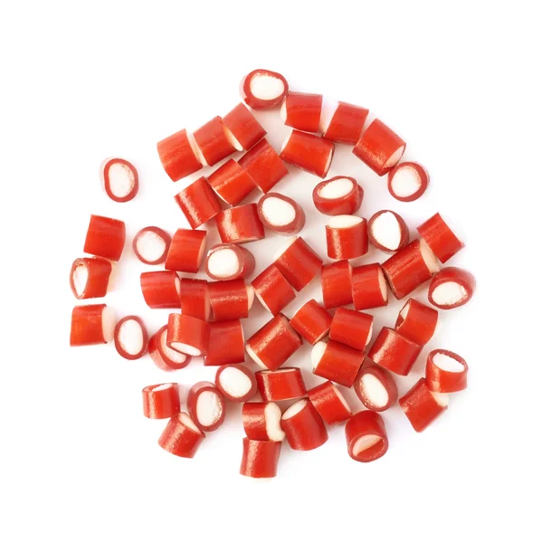 Pile of small red candy sweets isolated — Stock Photo, Image