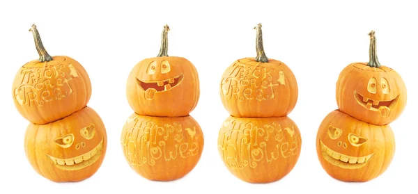 Two Halloween pumpkin composition isolated — Stock Photo, Image