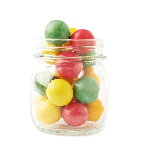 Multiple chewing gum balls in a jar — Stock Photo, Image