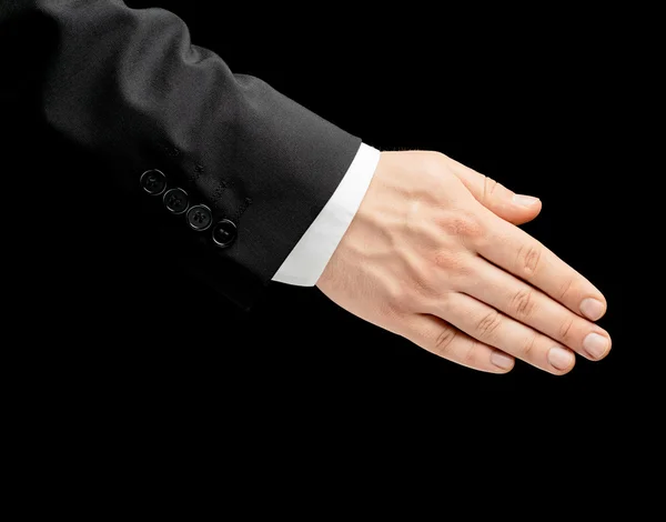 Caucasian male hand in a business suit isolated — Stock Photo, Image