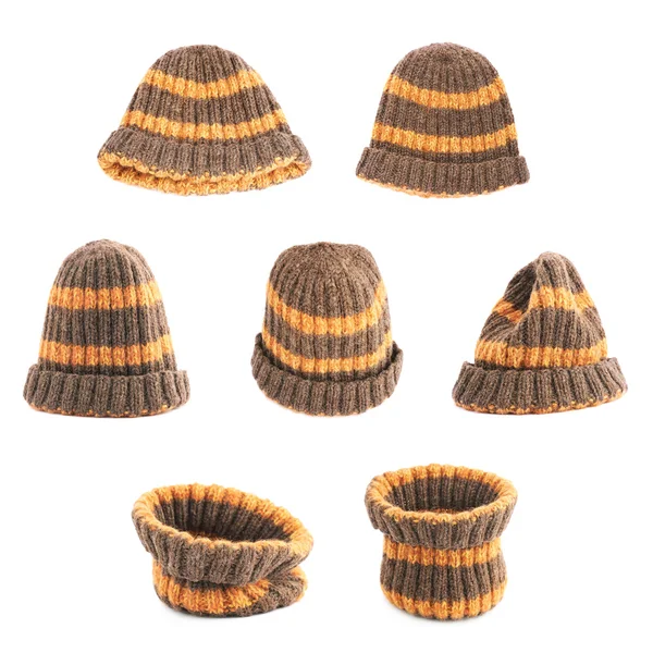 브라운 니트 절연 머리 모자 — 스톡 사진