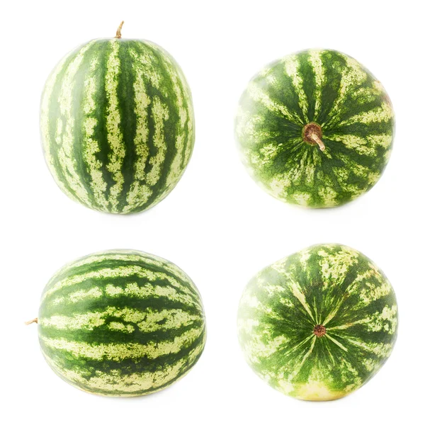 Ripe green watermelon fruit isolated — Stock Photo, Image