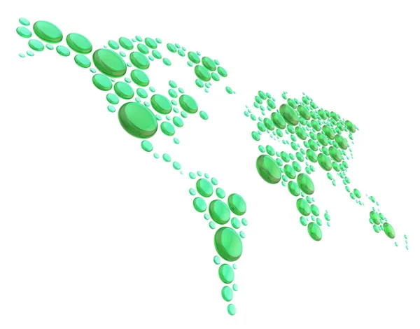Světová mapa vyrobena z oblých tvarů — Stock fotografie