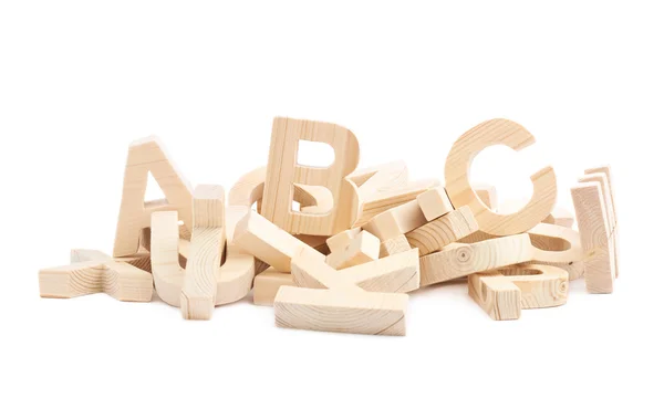Montón de letras de bloques de madera aisladas — Foto de Stock