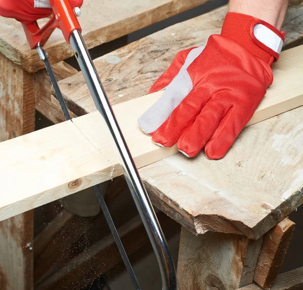 Sawing wooden board composition — Stock Photo, Image