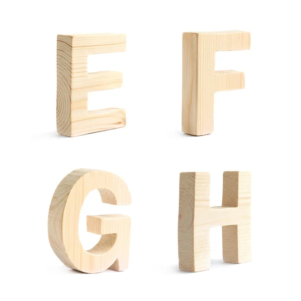 Set of four wooden block characters — Stock Photo, Image