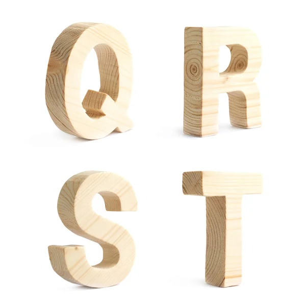 Set of four wooden block characters — Stock Photo, Image