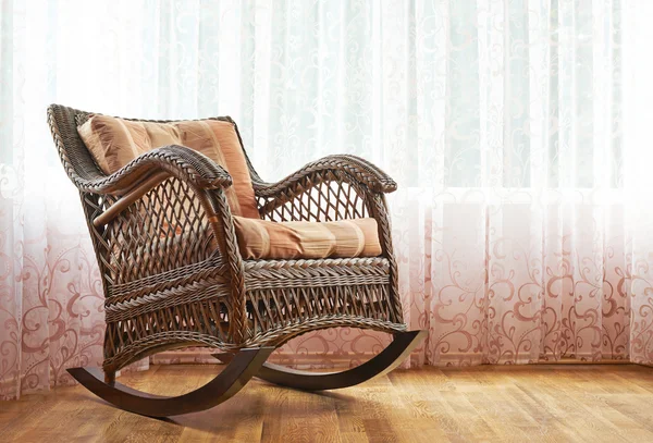 Wicker rocking chair composition — Stock Photo, Image