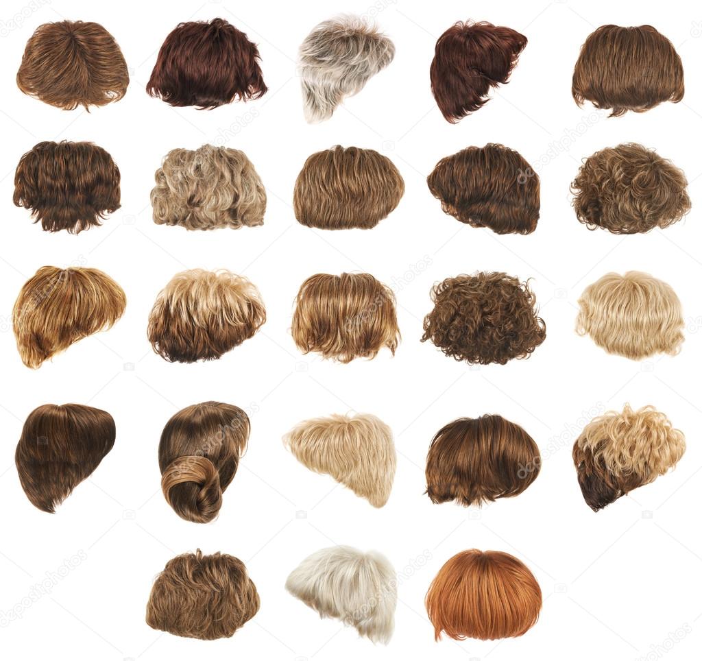 Multiple hair wigs isolated