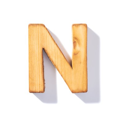 Kahverengi ahşap harf N