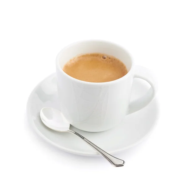 Black coffee in a white ceramic cup — Stock Photo, Image