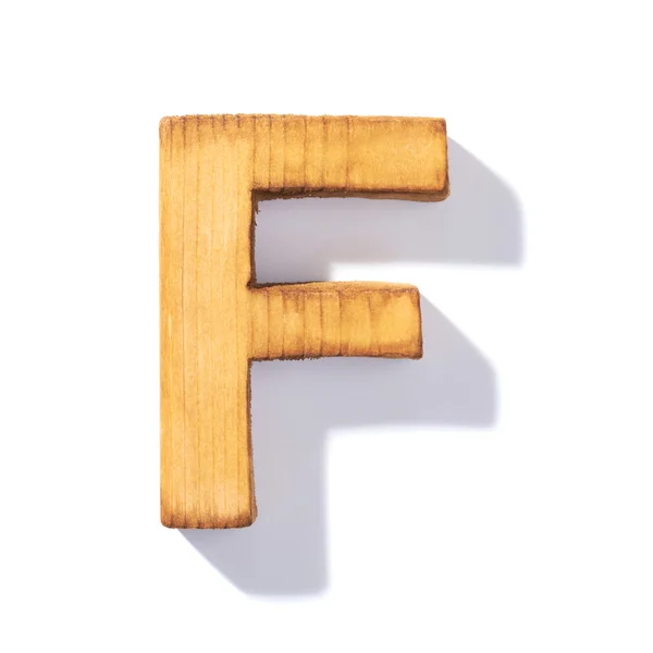 Brązowy drewniany litera F — Zdjęcie stockowe