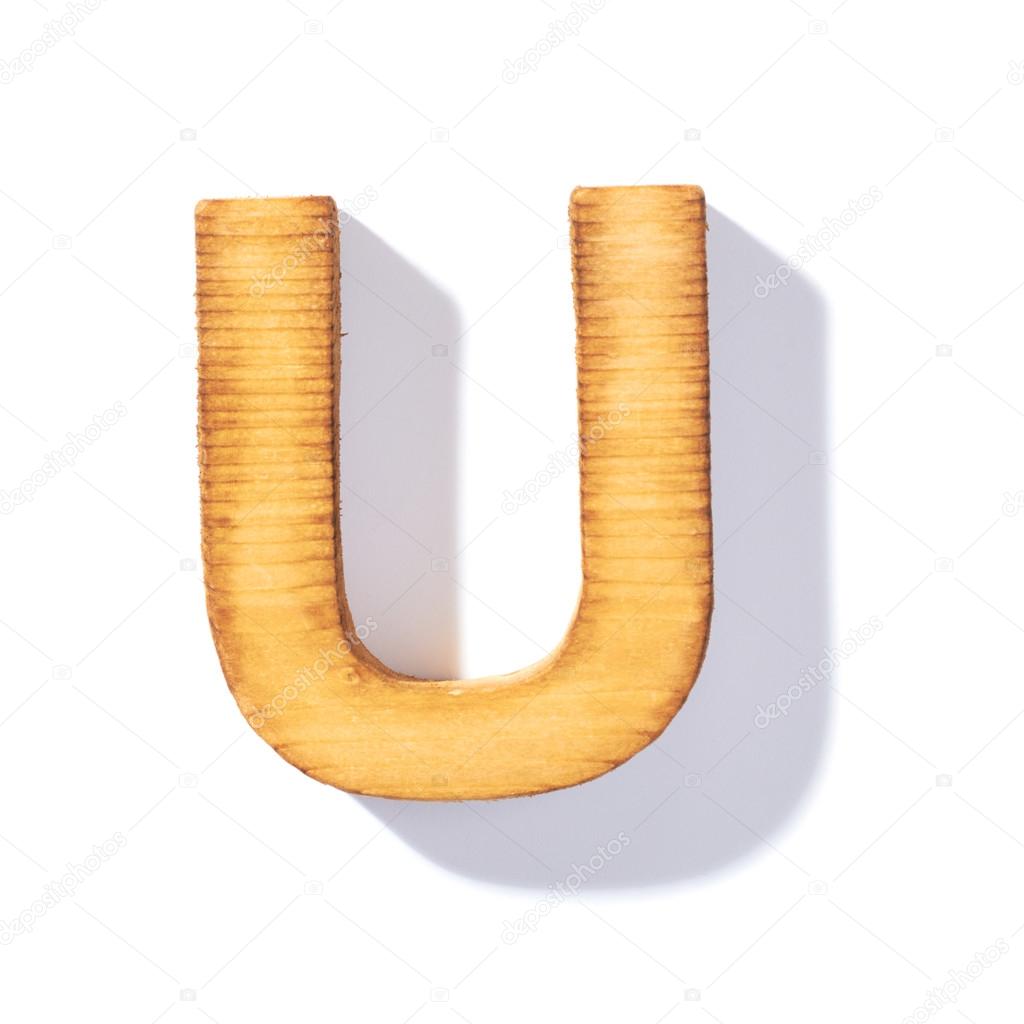 Brown wooden letter U