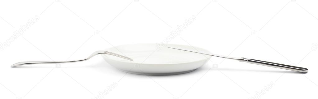 Knife and fork over the plate