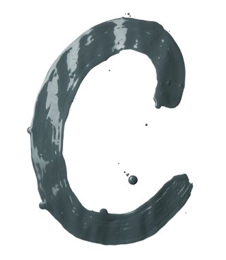 Boya darbeleri ile yapılan C harfi