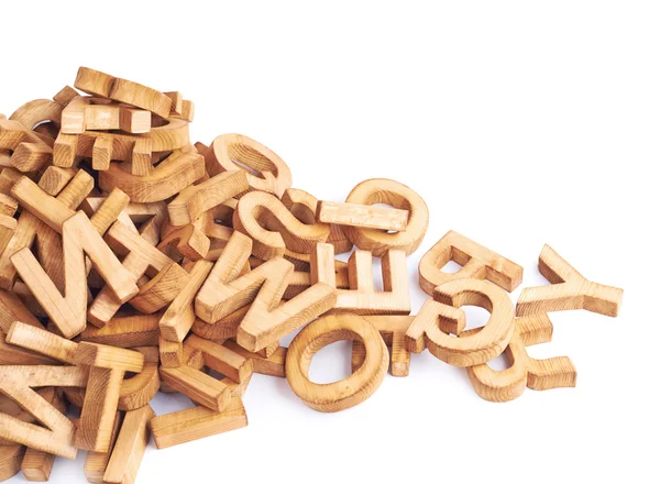 Haufen Buchstaben aus Holzklötzen — Stockfoto