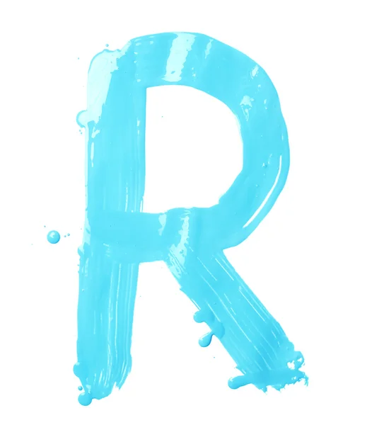 Буква R, написанная мазками краски — стоковое фото