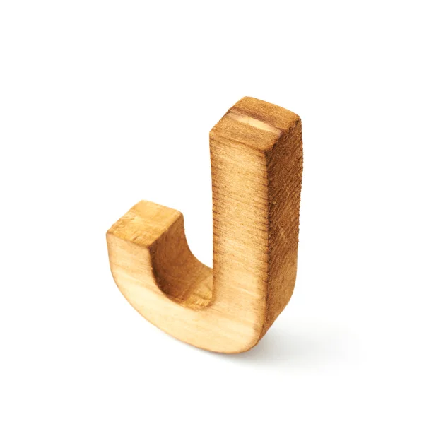 Capital bloco letra de madeira J — Fotografia de Stock