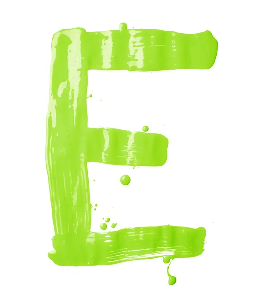 Буква Е, написанная мазками краски — стоковое фото