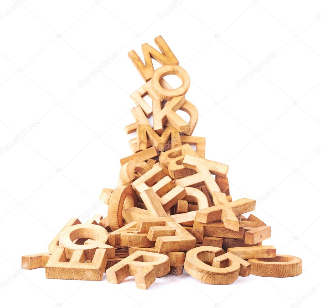 Pile of wooden block letters
