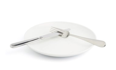 Bıçak ve çatal plaka üzerinde