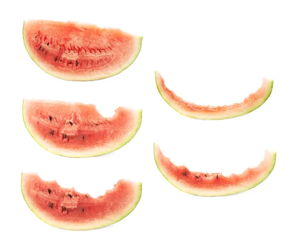 Watermeloen in een proces van eten — Stockfoto
