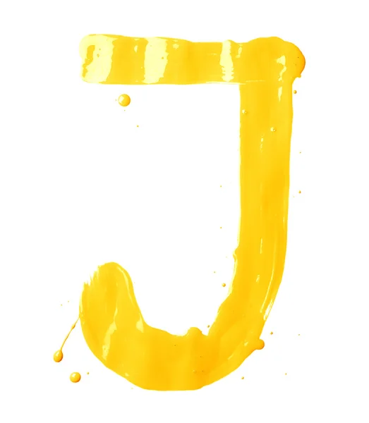 Ręka z oleju litera J — Zdjęcie stockowe