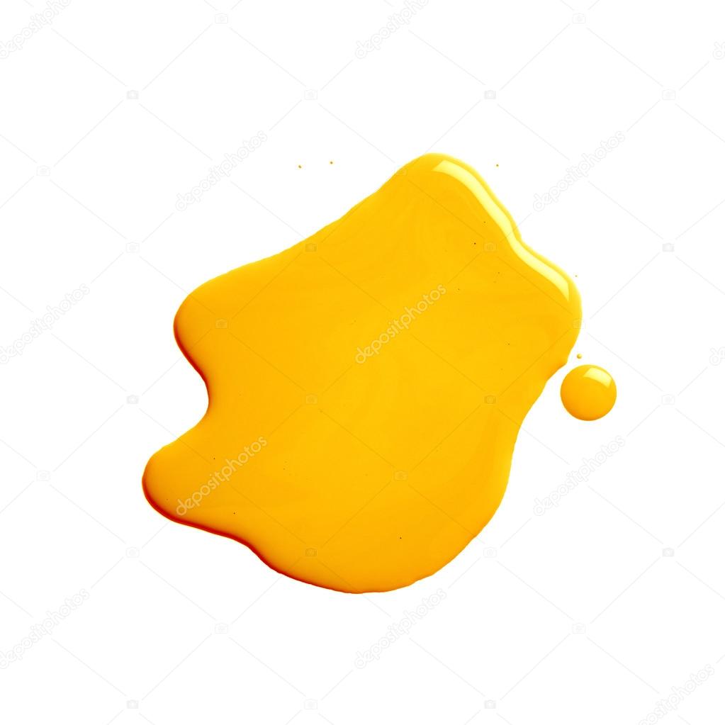 Closeup Of Spilled Yellow Paint Can Stock Photo - Download Image