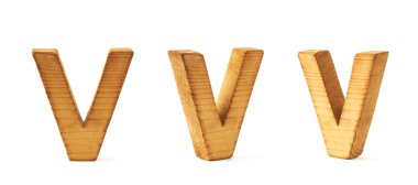 Dizi üç blok ahşap harf V