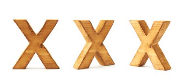 Dizi üç blok ahşap harf X