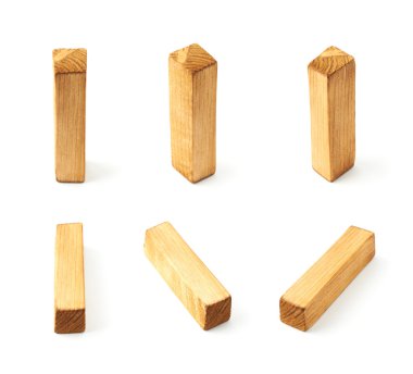 Altı blok ahşap harf ben