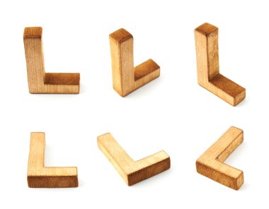 Altı tahta harf L blok