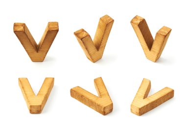 Altı blok ahşap harf V