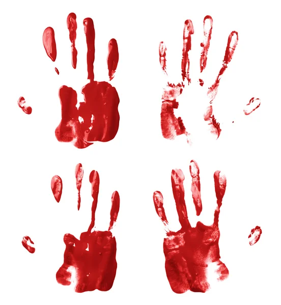 Oil paint hand palm prints — Stock Photo, Image