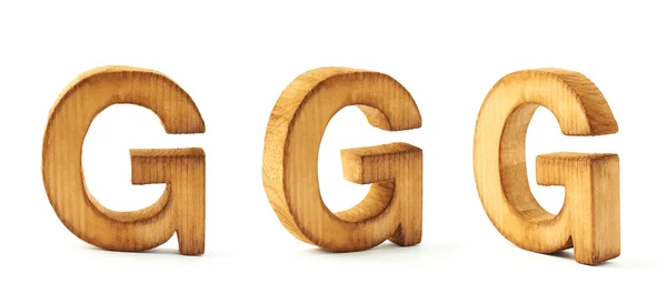 Set di tre lettere di legno blocco G — Foto Stock