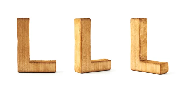 Set van drie blok houten letters L — Stockfoto