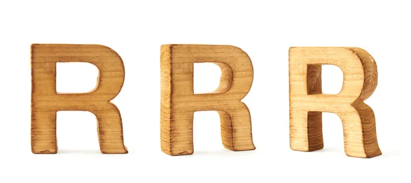 Set van drie blok houten letters R — Stockfoto