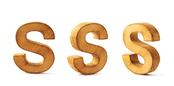 Set of three block wooden letters S — Stock Photo, Image