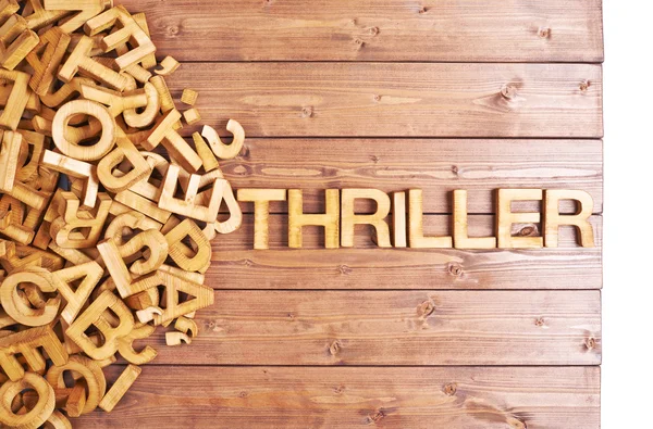 Thriller parola fatta con lettere di legno — Foto Stock
