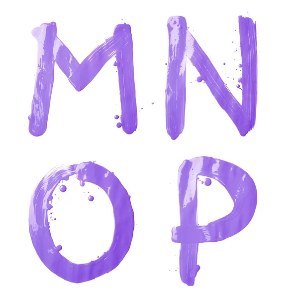 Мальовані вручну літери M, N, O, P — стокове фото