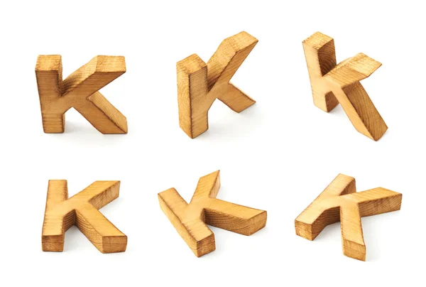 Zes blokkeren houten letters K — Stockfoto