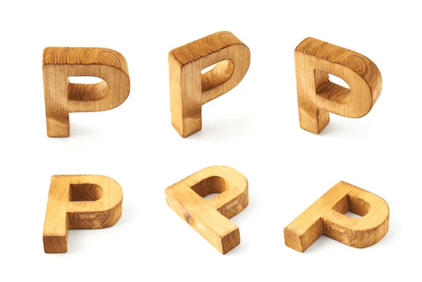 Zes blokkeren houten letters P — Stockfoto