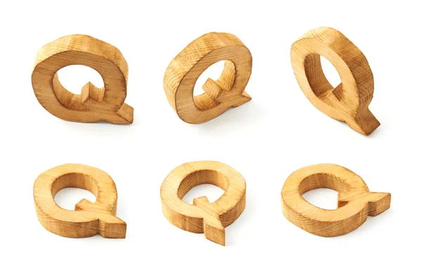 Six lettres en bois bloc Q — Photo