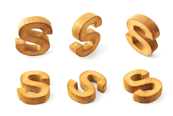 Zes blok houten letters S — Stockfoto
