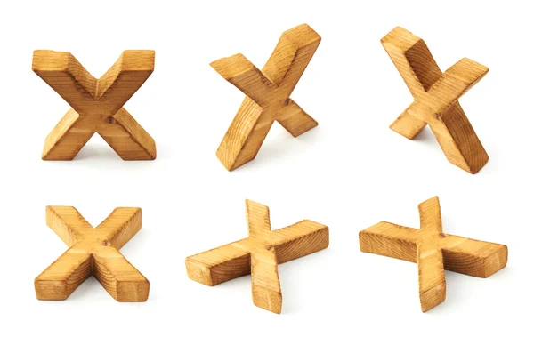 Sex blockera trä bokstäver X — Stockfoto