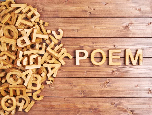 Word poem made with wooden letters — Stock Photo, Image