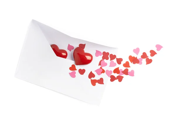 Flera hjärtan i kuvert — Stockfoto