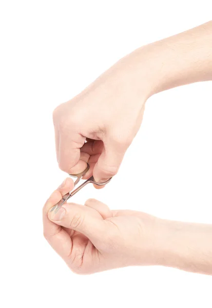 2 男性の手の爪を切る — ストック写真